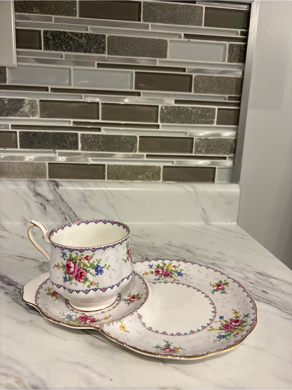 Vintage Royal Albert Petite Point tennis set teacup snack plate set